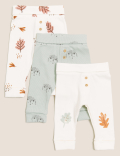 3pk Cotton Rich Woodland Print Leggings (0 - 3 Yrs)