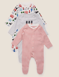 3 Pack Organic Cotton Sleepsuits (6½lbs-3 Yrs)