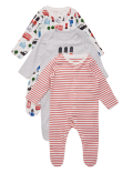 3 Pack Organic Cotton Sleepsuits (6½lbs-3 Yrs)