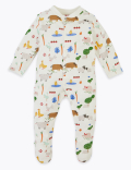 3 Pack Cotton Farmyard Sleepsuits