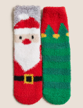 2pk Christmas Slipper Socks