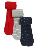3pk Cotton Nautical Tights (2-14 Yrs)