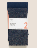 2pk 40 Denier Glitter Opaque Tights (18 Mths - 14 Yrs)