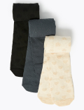 3pk Jacquard Heart Tights (2-14 Yrs)