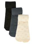 3pk Jacquard Heart Tights (2-14 Yrs)