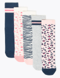 5 Pack of Cotton Rich Animal Print Socks