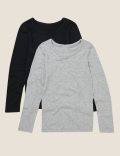 2pk Thermal Cotton Long Sleeve Vests (6-16 Yrs)