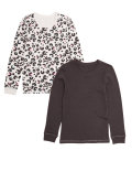 2pk Thermal Cotton Animal Print Tops (2-16 Yrs)