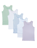 5pk Pure Cotton Spotted & Plain Vests