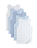 5 Pack Pure Cotton Heart Print Vests (2-14 Yrs)
