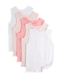 5 Pack Pure Cotton Heart Print Vests (2-14 Yrs)