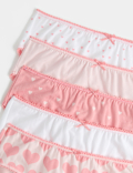10 Pack Cotton with Stretch Pink Heart Knickers (2-14 Yrs)