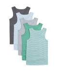 5pk Pure Cotton Striped Vests (2-16 Yrs)