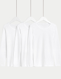 3pk Pure Cotton Long Sleeve Vests (2-14 Yrs)