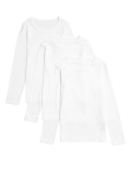 3pk Pure Cotton Long Sleeve Vests (2-14 Yrs)