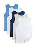 5 Pack Pure Cotton Plain Vests (2-14 Yrs)
