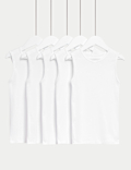 5 Pack Pure Cotton Plain Vests (2-14 Yrs)