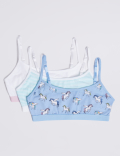 3 Pack Cotton with Stretch Unicorn Cropped Tops