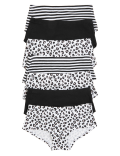 7pk Cotton Rich Leopard & Striped Shorts