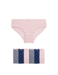 7pk Cotton with Stretch Stripes & Hearts Knickers (2-12 Yrs)