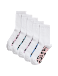 5pk Cotton Rich Leopard Print School Socks (6 Small - 7 Large)