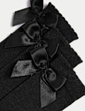 3p Cotton Rich Picot Knee High Bow Socks (6-8&frac12; Small - 4-7 Large)