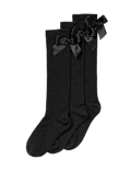 3p Cotton Rich Picot Knee High Bow Socks (6-8&frac12; Small - 4-7 Large)