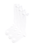 3p Cotton Rich Picot Knee High Bow Socks (6-8&frac12; Small - 4-7 Large)