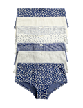 7 Pack Floral Stripe Pointelle Shorts (5-16 Yrs)