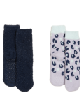 2pk Leopard & Plain Cosy Socks