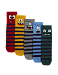 5pk Cotton Rich Monster Stripe Socks (6 Small - 7 Large)