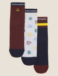 5pk Cotton Rich Checked & Be Happy Socks (6 Small - 7 Large)