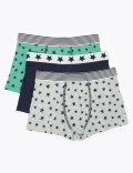 5 Pack Cotton Rich Star Print Trunks (2-16 Yrs)