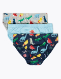 7pk Pure Cotton Dinosaur Briefs (2-7 Yrs)