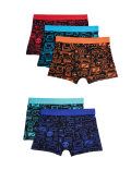 5pk Cotton with Stretch Gaming Trunks (5-16 Yrs)