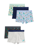 5pk Cotton With Stretch Dinosaur Animal Trunks (3–8 Yrs)