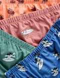 7pk Pure Cotton Surf Animal Briefs (2-8 Yrs)