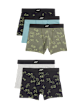 5pk Cotton with Stretch Gamer Trunks (5-16 Yrs)