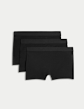 3pk Cotton with Stretch Boxer Shorts (6-16 Yrs)