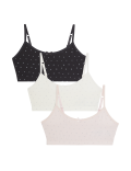 3pk Cotton with Stretch Star Print Crop Tops (6-16 Yrs)