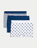 3pk Cotton with Stretch Boxer Shorts (6-16 Yrs)