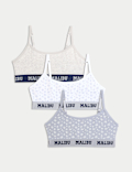 3pk Cotton with Stretch Malibu Crop Tops (6-16 Yrs)