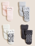 4pk Cotton Rich Leopard Baby Socks (0-3 Yrs)