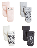 4pk Cotton Rich Leopard Baby Socks (0-3 Yrs)