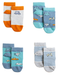 4pk Cotton Rich Transport Print Baby Socks