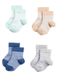 4pk Cotton Rich Ribbed Baby Socks