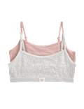 2 Pack Plain Rib Woven Heart Crop Tops (7-16 Yrs)