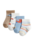 4pk Cotton Rich Transport Baby Socks (0-3 Yrs)