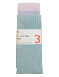 3pk Cotton Rich Ribbed Tights