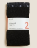 2pk Sparkle Opaque Tights (3 - 14 Yrs)